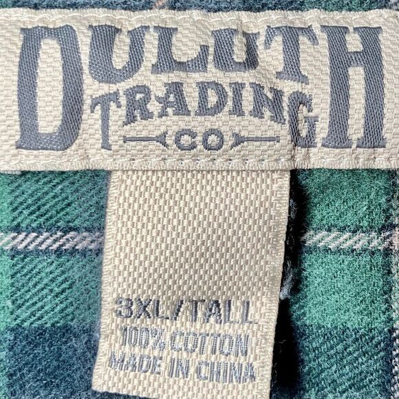 Duluth Trading Company Free Swingin’ Plaid Flannel in Green/Grey Men’s 3XLT - Picture 5 of 6